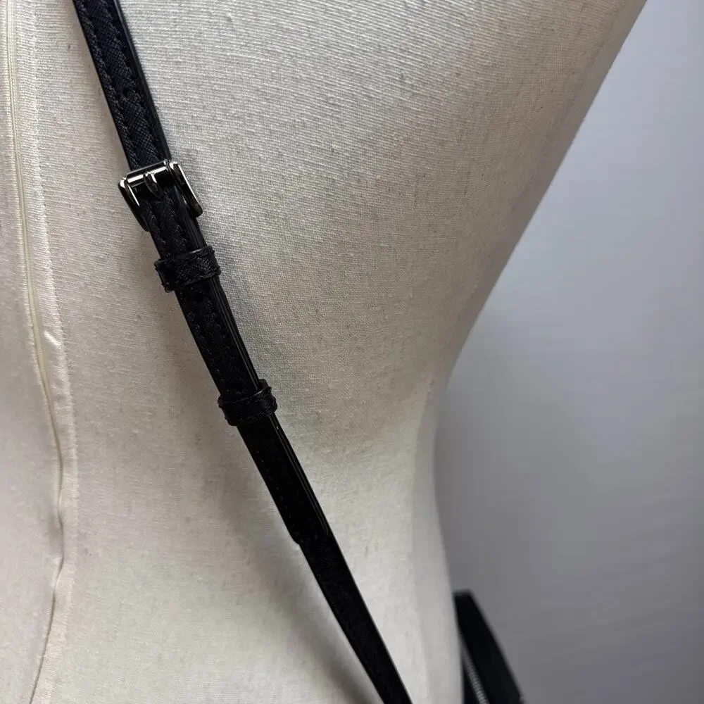 Michael Kors Black Jet Set Large Logo Crossbody Bag Purse Silver Classic Minimal